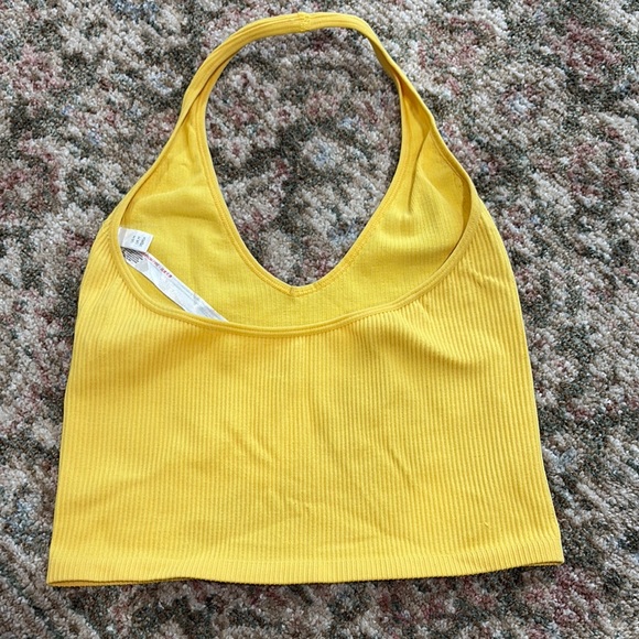 Yellow Ribbed Halter Top - Picture 2 of 2